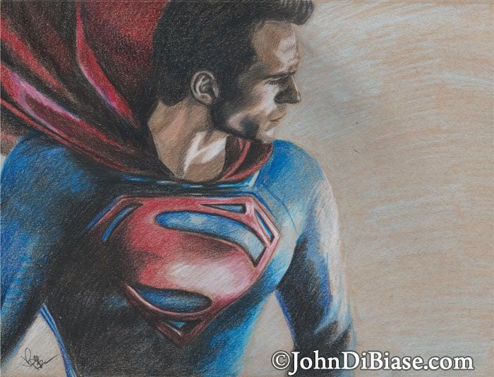 Henry Cavill as Superman in "Man of Steel" Colored Pencil Sketch Drawing Print 11 x 8.5