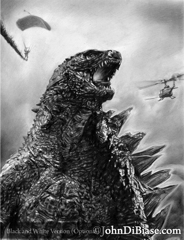 Godzilla 2014 Drawing Print 8.5 x 11