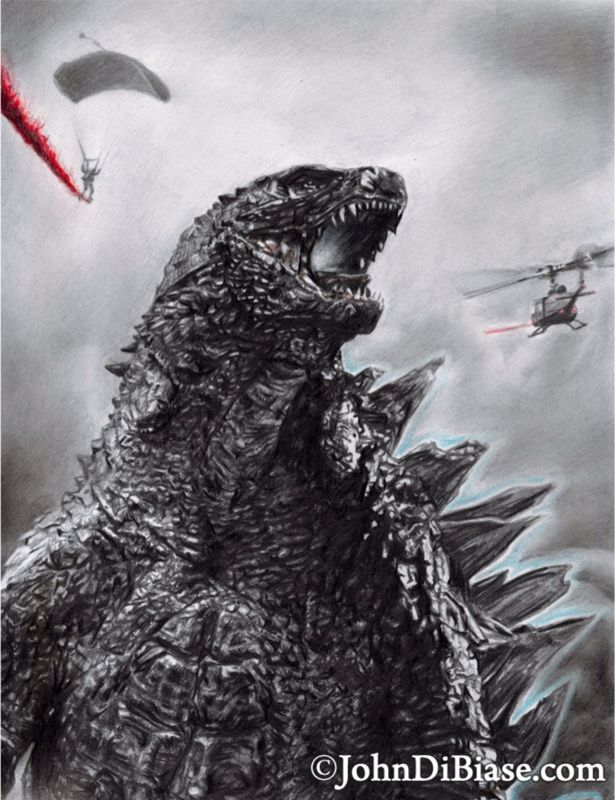 Godzilla 2014 Drawing Print 8.5 x 11
