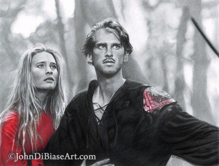 Princess Buttercup and Westley in Princess Bride Drawing Print (8.5 x 11)