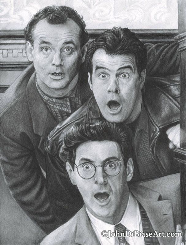Peter, Egon & Ray Ghostbusters II Drawing Print