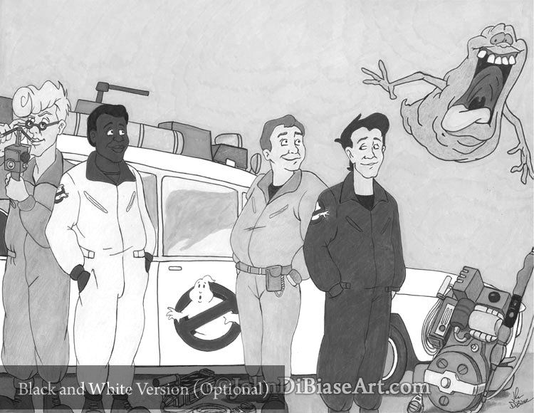 Real Ghostbusters Colored Pencil and Marker Drawing Print 11 x 8.5