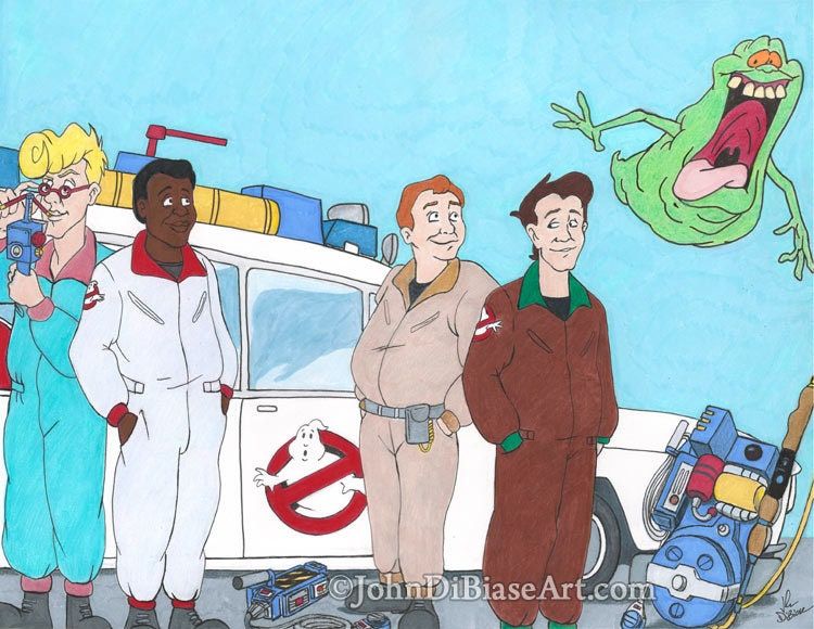 Real Ghostbusters Colored Pencil and Marker Drawing Print 11 x 8.5