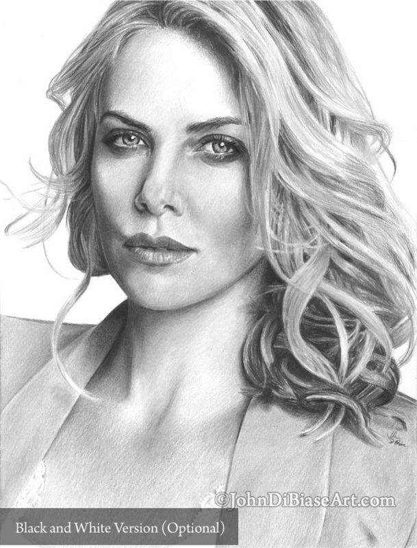 Charlize Theron Colored Pencil Drawing Print 8.5 x 11