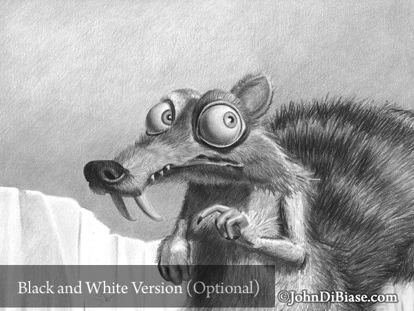 Scrat from Ice Age Full Color Drawing Print 11 x 8.5