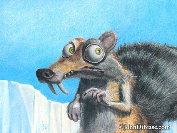 Scrat from Ice Age Full Color Drawing Print 11 x 8.5