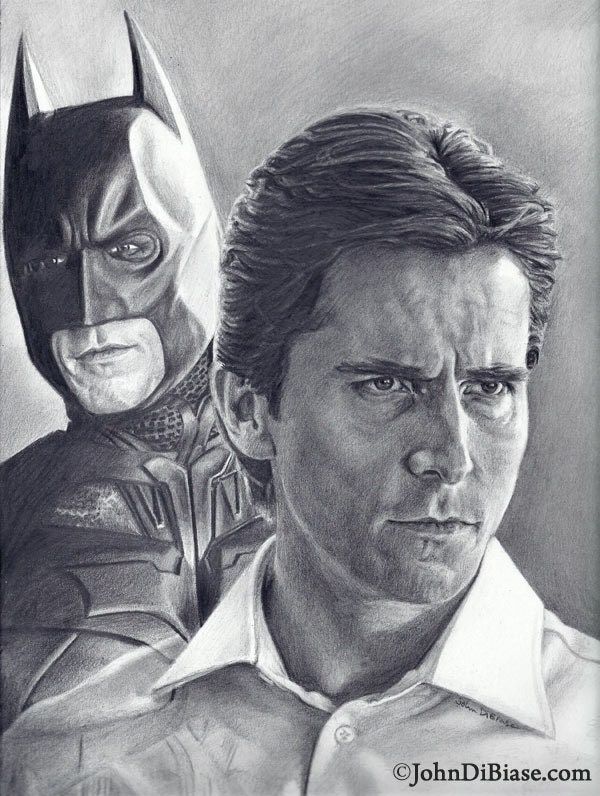Christian Bale as Batman / Bruce Wayne Drawing Print 8.5 x 11