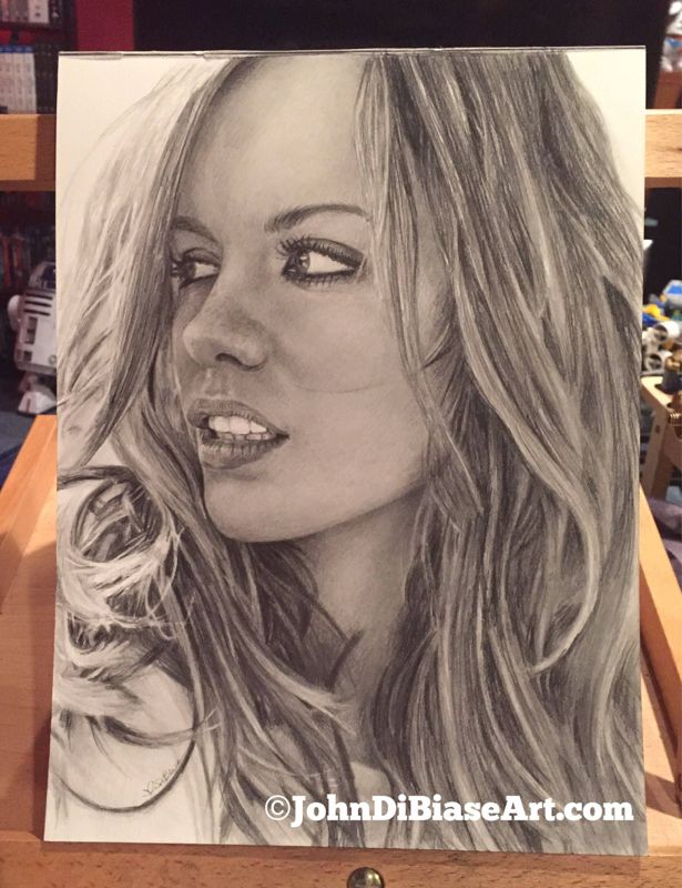 Original Graphite Drawing of Kate Beckinsale (NOT a print)