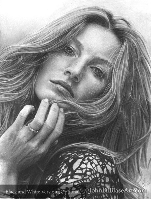 Gisele Bündchen Color Drawing Print 8.5 x 11