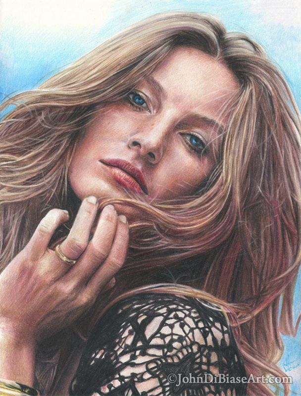 Gisele Bündchen Color Drawing Print 8.5 x 11