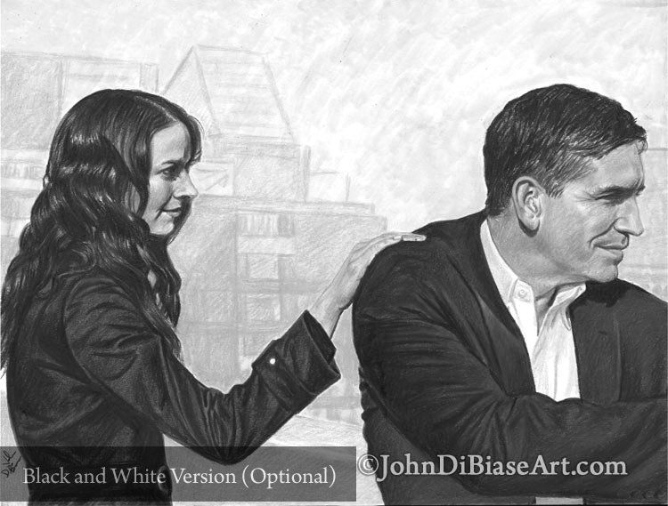 Amy Acker and Jim Caviezel in Person of Interest Colored Pencil Drawing Print 11 x 8.5