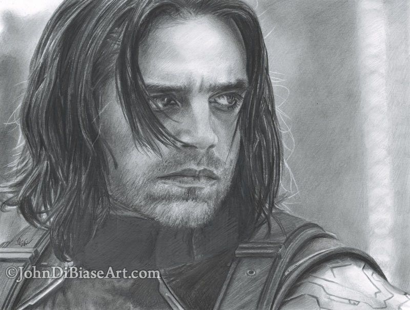Drawing Print of The Winter Soldier (Sebastian Stan) from Captain America: Winter Soldier