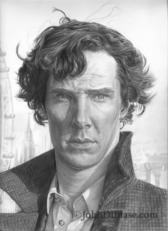 Original Drawing of Benedict Cumberbatch as Sherlock Holmes (NOT a print)