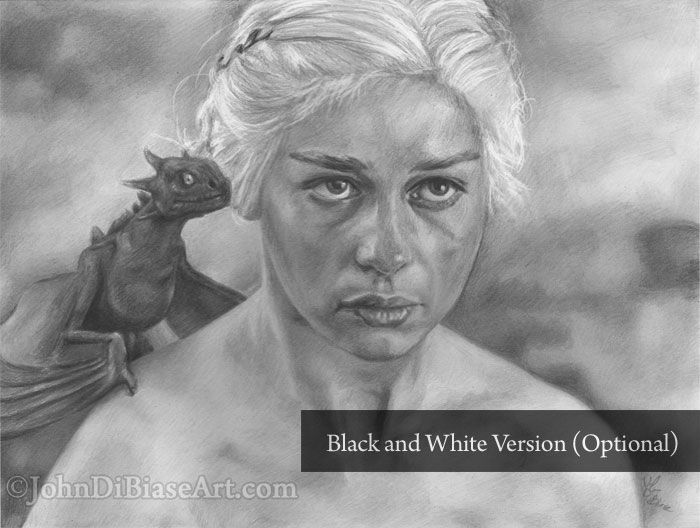 Emilia Clarke as Daenerys Targaryen in Game of Thrones Colored Pencil and Graphite Drawing Print (11 x 8.5)
