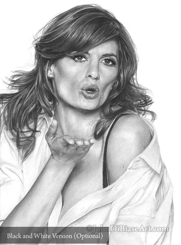Stana Katic (Kate Beckett on TV's Castle) "Kiss" Colored Pencil Drawing Print 8.5 x 11