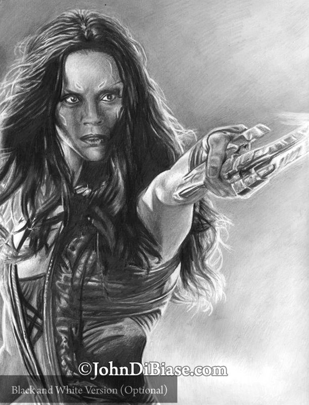 Zoe Saldana as Gamora in Guardians of the Galaxy Drawing Print 8.5 x 11