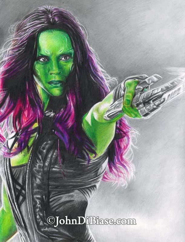 Zoe Saldana as Gamora in Guardians of the Galaxy Drawing Print 8.5 x 11