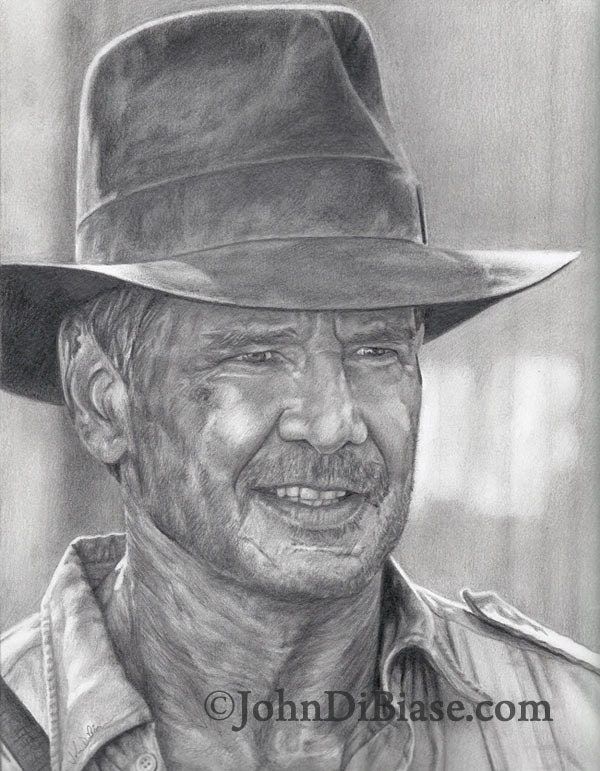Drawing Print of Harrison Ford as Indiana Jones in Kingdom of the Crystal Skull
