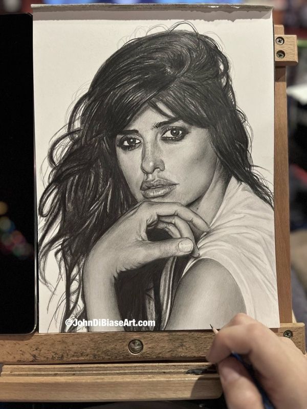 Penelope Cruz ORIGINAL Pencil Drawing 9 x 12