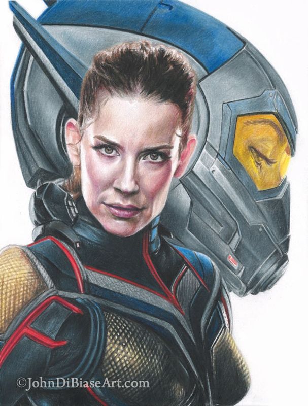 Evangeline Lilly as Wasp from "Ant-Man and the Wasp" Colored Pencil Drawing Print 8.5 x 11