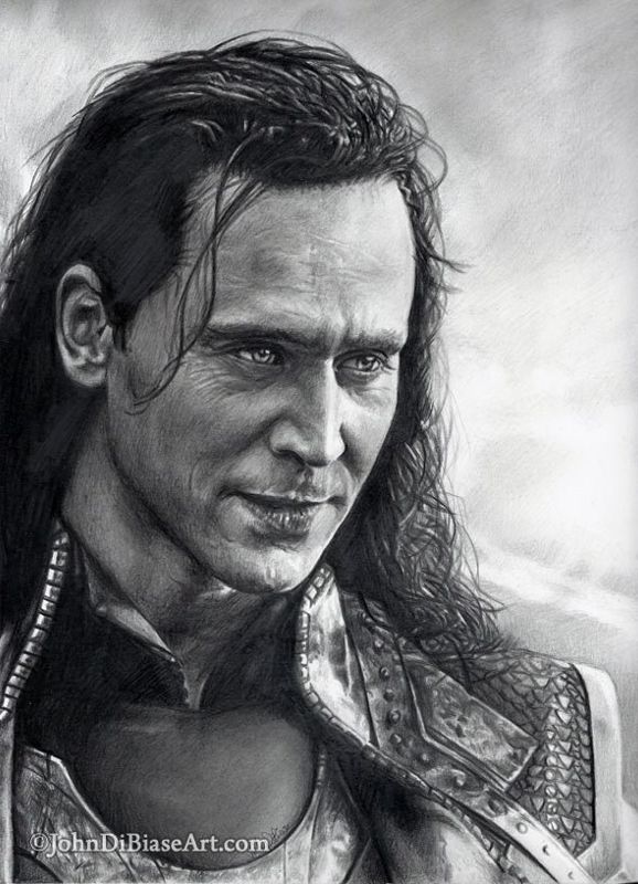 Drawing of Loki (Tom Hiddleston) from Thor: The Dark World