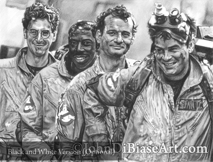 Egon, Winston Peter and Ray "Marshmallow Heroes" Ghostbusters Drawing Print 11 x 8.5