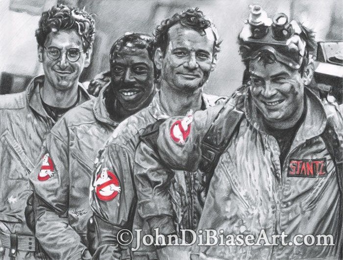 Egon, Winston Peter and Ray "Marshmallow Heroes" Ghostbusters Drawing Print 11 x 8.5