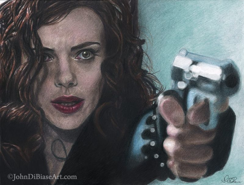 Natasha (Scarlett Johansson) in "Avengers" Colored Pencil Drawing Print (Commission) 11 x 8.5