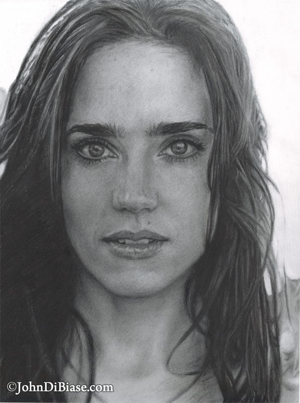 Jennifer Connelly (The Rocketeer / Hulk / Top Gun Maverick, etc) Drawing Print (2015)