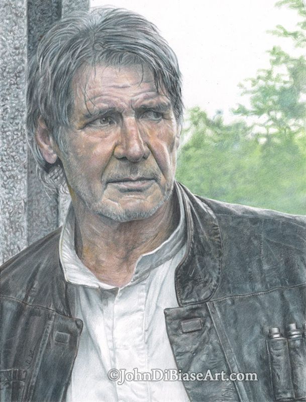 Han Solo from Star Wars: The Force Awakens Colored Pencil Drawing Print 8.5x11