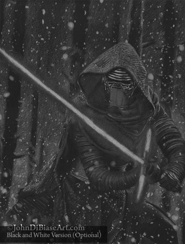 Kylo Ren (Adam Driver) from Star Wars: The Force Awakens Colored Pencil Drawing Print 8.5 x 11