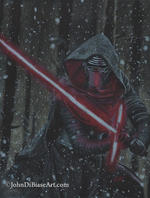 Kylo Ren (Adam Driver) from Star Wars: The Force Awakens Colored Pencil Drawing Print 8.5 x 11