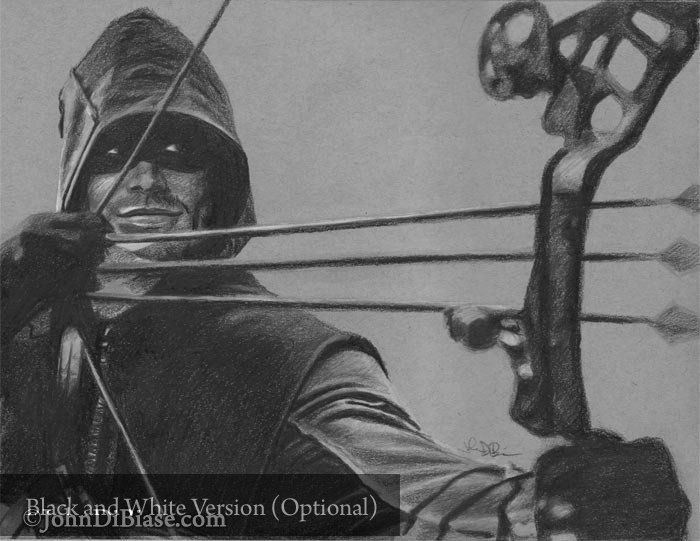 Stephen Amell as Oliver Queen in TV's "Arrow" (The Green Arrow) Colored Pencil Sketch Drawing Print 11 x  8.5