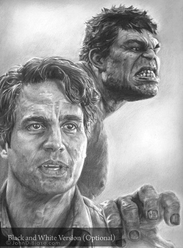 Hulk / Bruce Banner (Mark Ruffalo) from Avengers Drawing Print 8.5 x 11