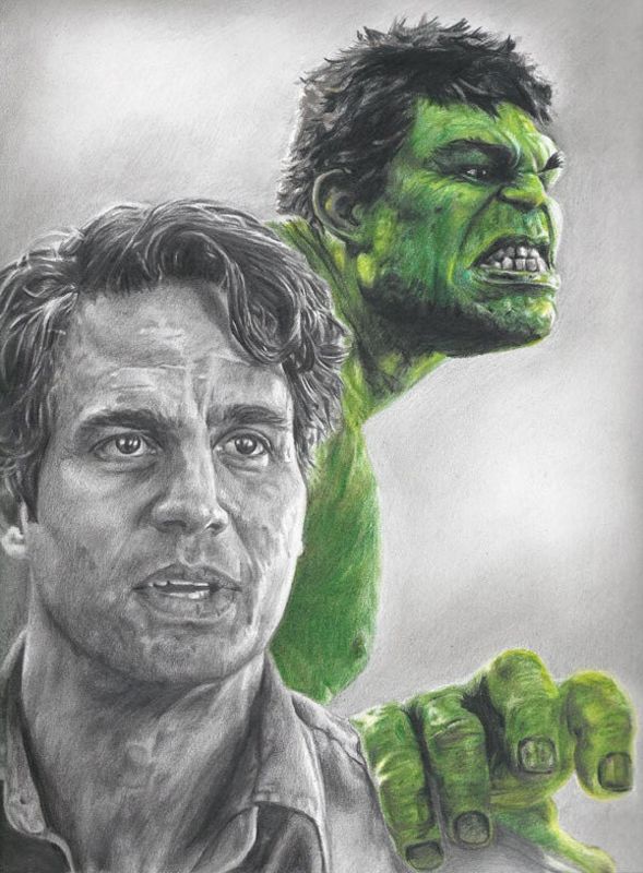 Hulk / Bruce Banner (Mark Ruffalo) from Avengers Drawing Print 8.5 x 11
