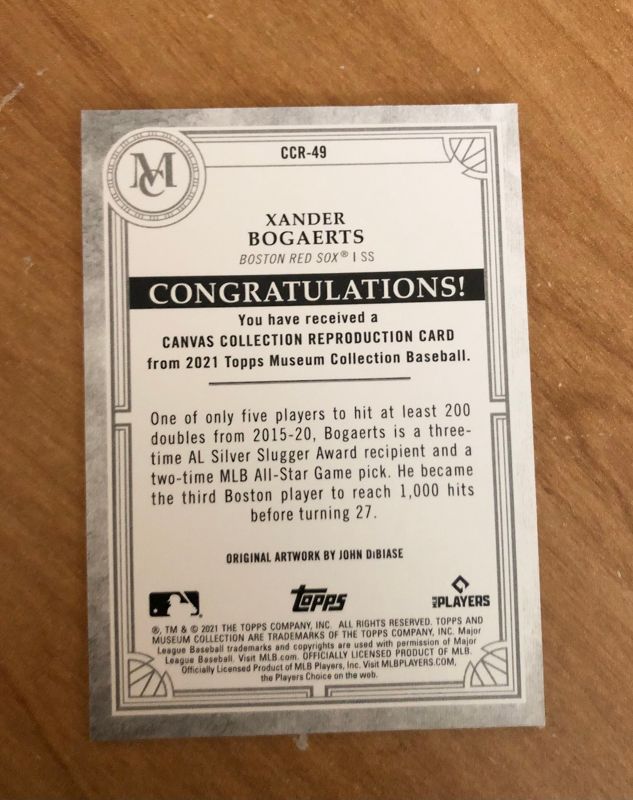 Xander Bogaerts Topps' Museum Canvas Collection #CCR-49 (Official Art Reprint Card)