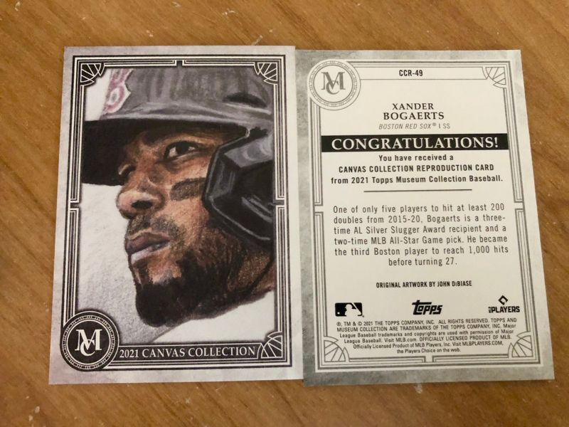 Xander Bogaerts Topps' Museum Canvas Collection #CCR-49 (Official Art Reprint Card)