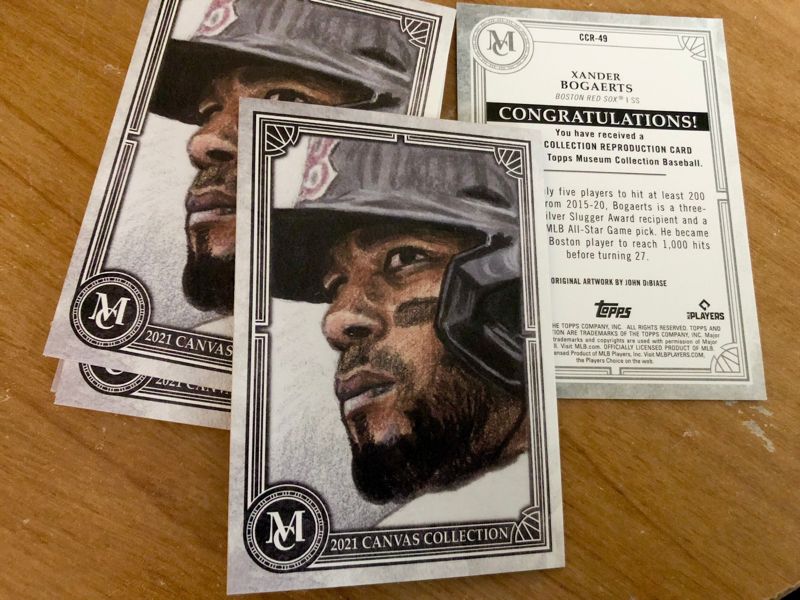 Xander Bogaerts Topps' Museum Canvas Collection #CCR-49 (Official Art Reprint Card)