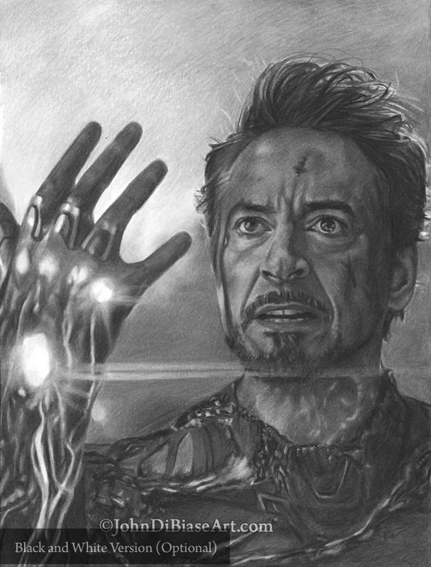 Iron Man (Robert Downey Jr) from Avengers: Endgame Colored Pencil Drawing Print 8.5 x 11