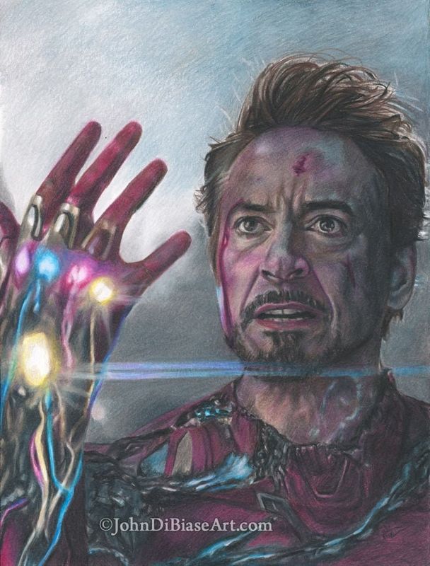 Iron Man (Robert Downey Jr) from Avengers: Endgame Colored Pencil Drawing Print 8.5 x 11