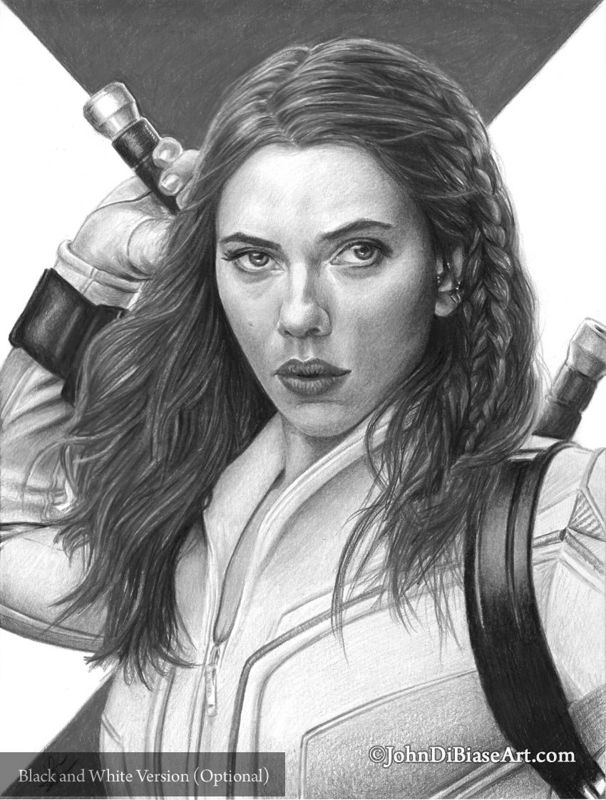 Natasha (Scarlett Johansson) in "Black Widow" Colored Pencil Drawing Print 8.5 x 11