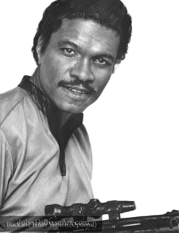 Lando Calrissian (Billy Dee Williams) in Star Wars Colored Pencil Drawing Prints (8.5 x 11)