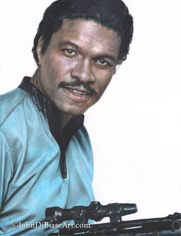 Lando Calrissian (Billy Dee Williams) in Star Wars Colored Pencil Drawing Prints (8.5 x 11)