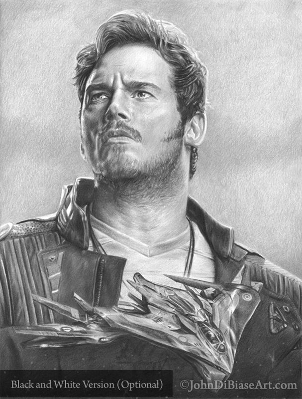 Chris Pratt as Star Lord/Peter Quill in Guardians of the Galaxy Vol. 2 Drawing Print  8.5 x 11