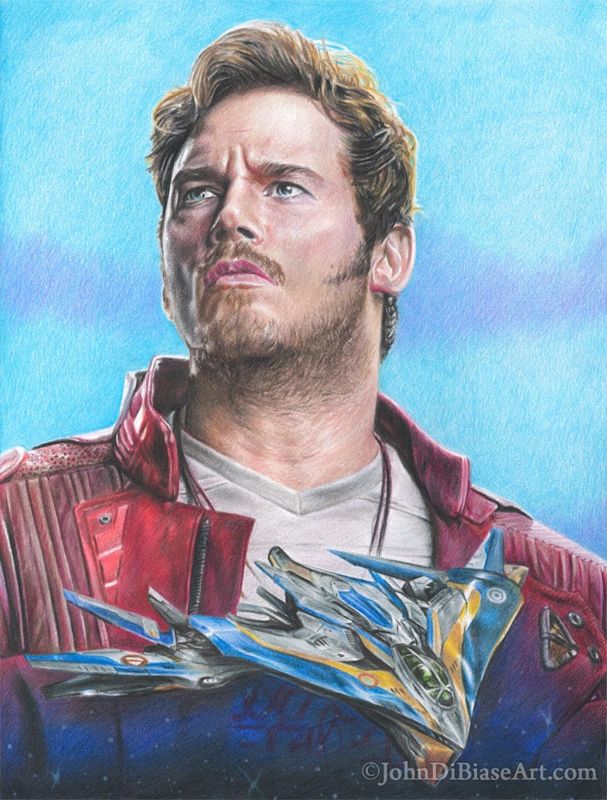Chris Pratt as Star Lord/Peter Quill in Guardians of the Galaxy Vol. 2 Drawing Print  8.5 x 11