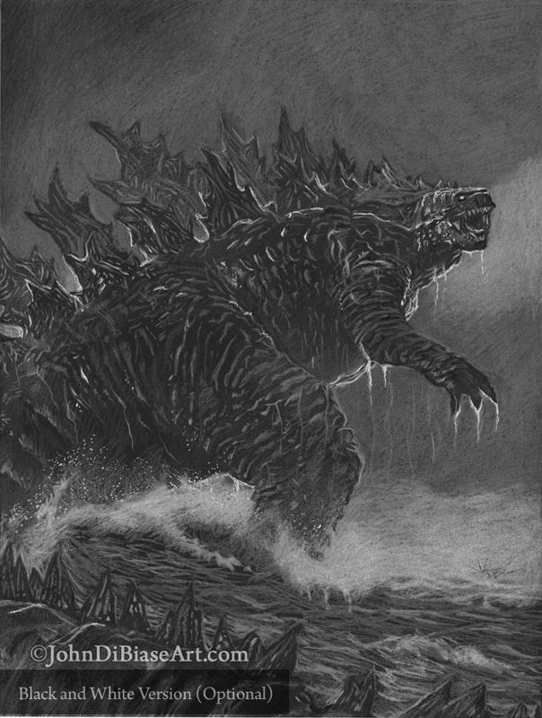 Godzilla King of Monsters Colored Pencil Drawing Print 8.5 x 11