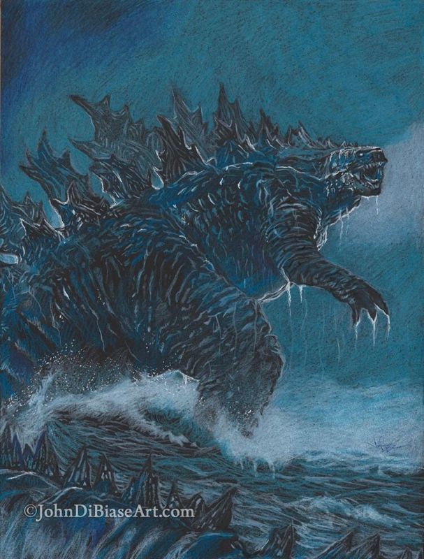 Godzilla King of Monsters Colored Pencil Drawing Print 8.5 x 11