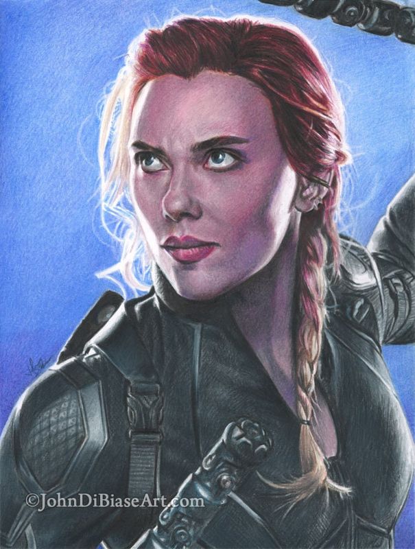 Natasha / Black Widow (Scarlett Johansson) in Avengers: Endgame Colored Pencil Drawing Print 8.5 x 11