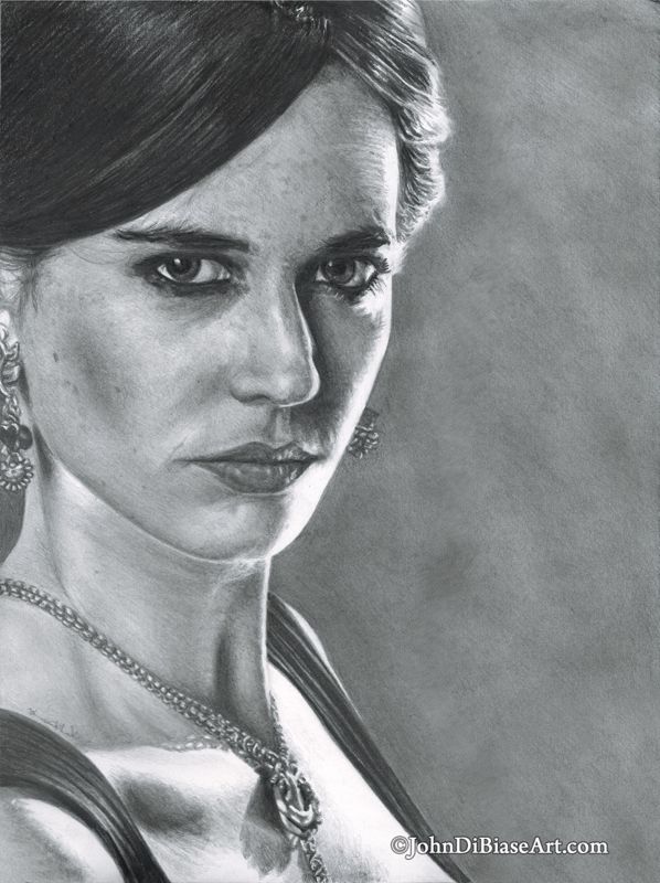 Drawing Print of Eva Green as Vesper Lynd in Casino Royale (James Bond) feat. Algerian Love Knot B