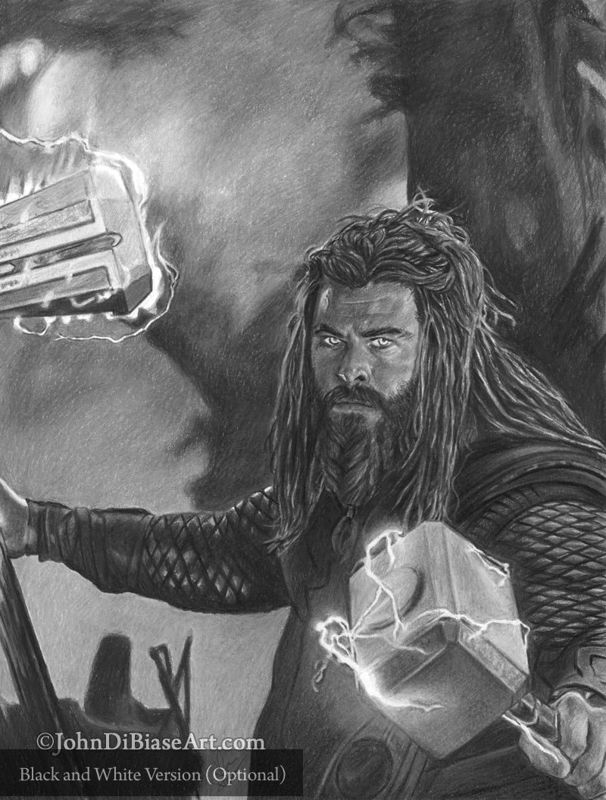 Thor in Avengers Endgame (Chris Hemsworth) Colored Pencil Drawing Print 8.5 x 11
